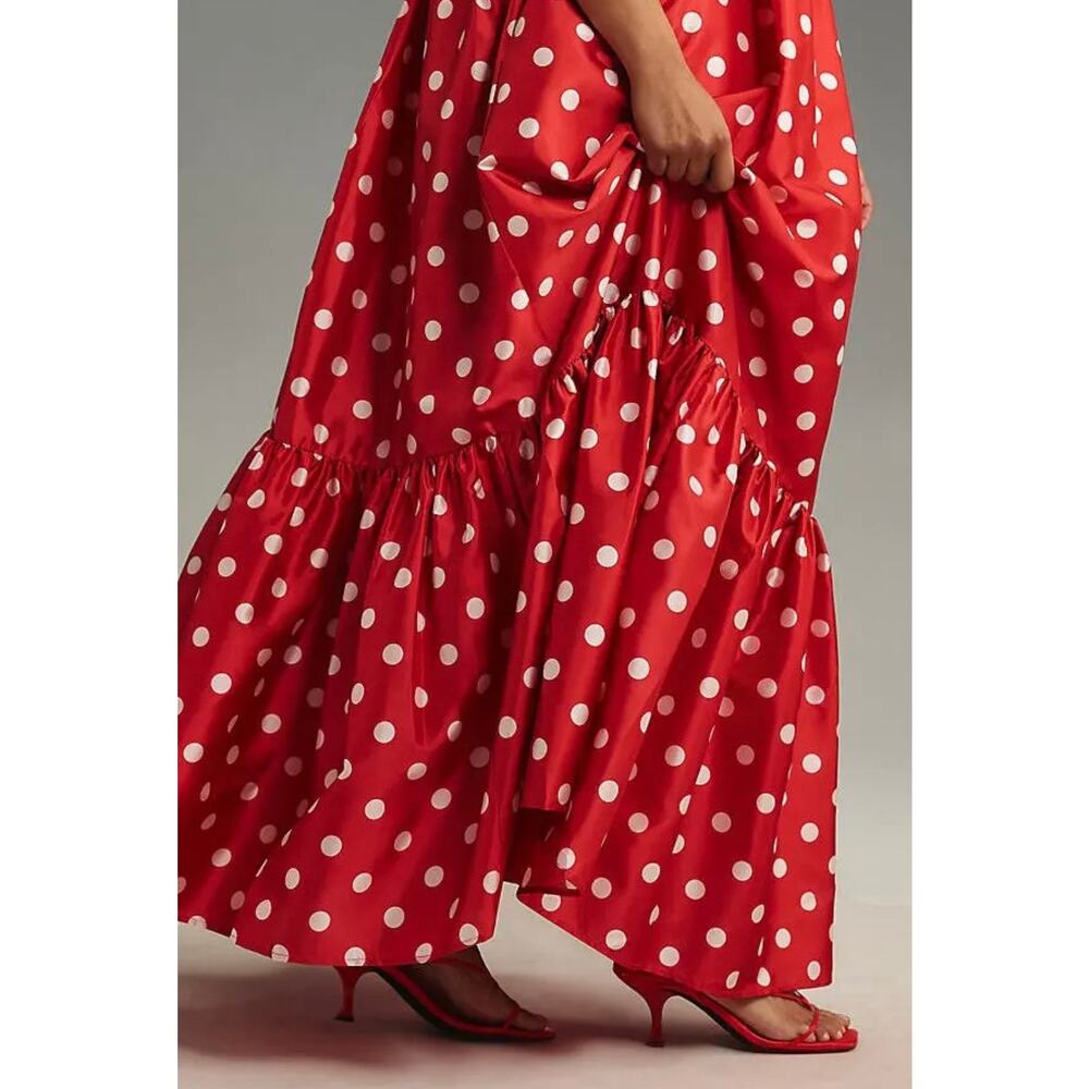 NEW Anthropologie x ATSU Red Polka-Dot Sally Bow Statement One Shoulder Dress XS - Picture 5 of 12